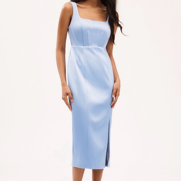 bhldn light blue dress Light Blue Bridesmaid Dress for Garden Wedding Strapless US14W / Light Blue